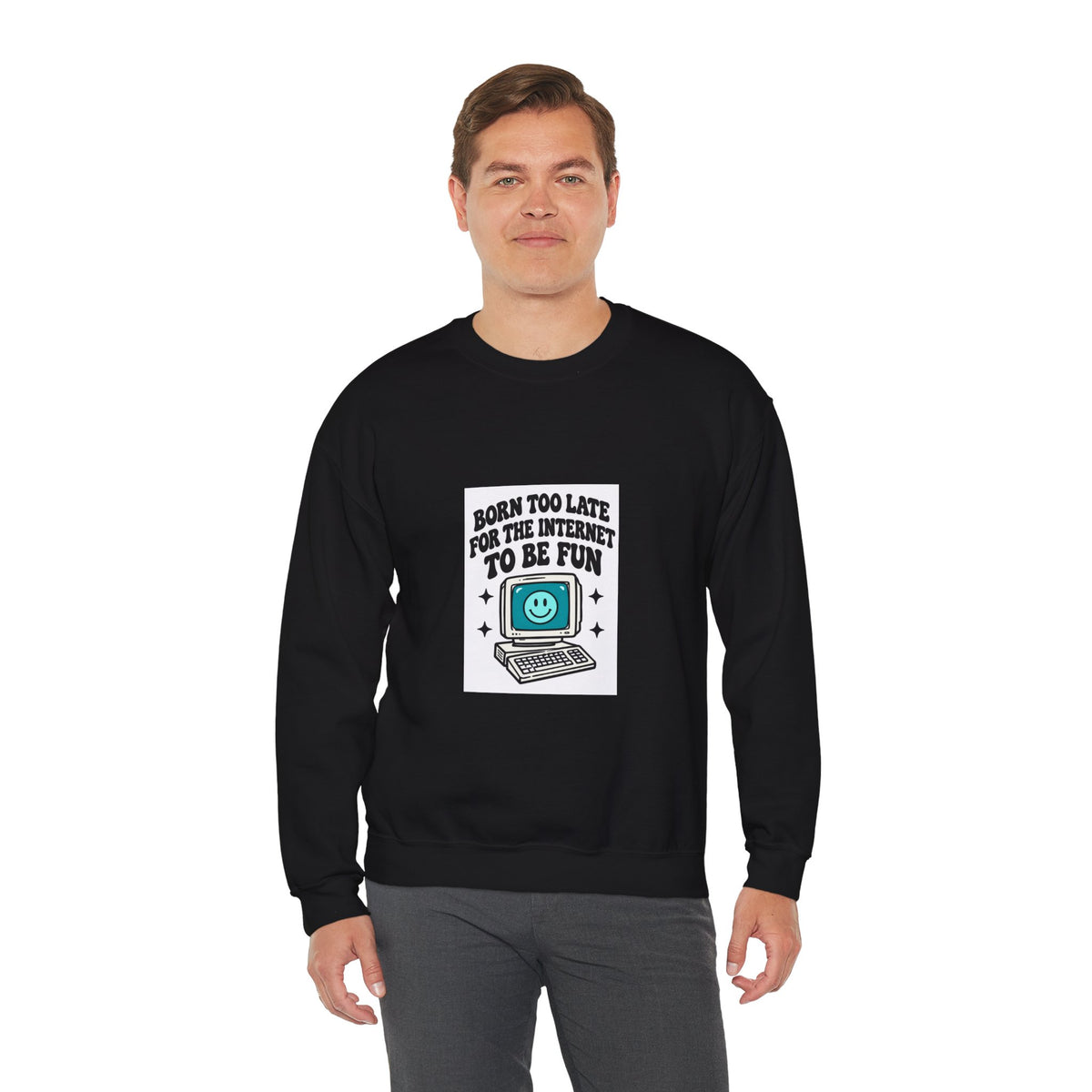 Retro Computer 'Never Too Late To Be Fun' Sweatshirt | Cute Tech Graphic