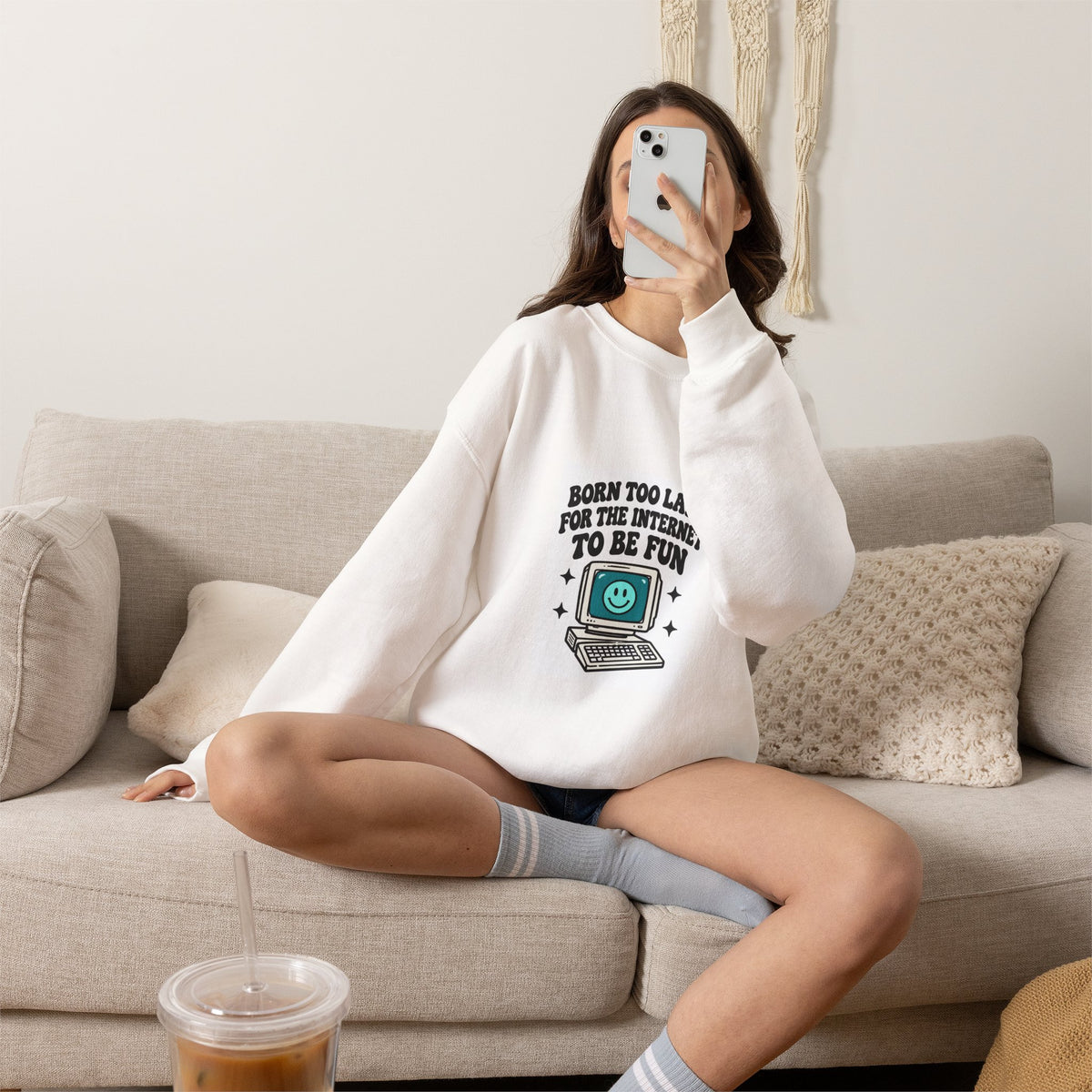 Retro Computer 'Never Too Late To Be Fun' Sweatshirt | Cute Tech Graphic
