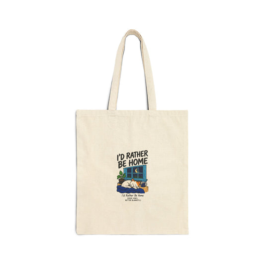 Canvas Tote Bag - "I'd Rather Be Home" Cozy Camper Illustration