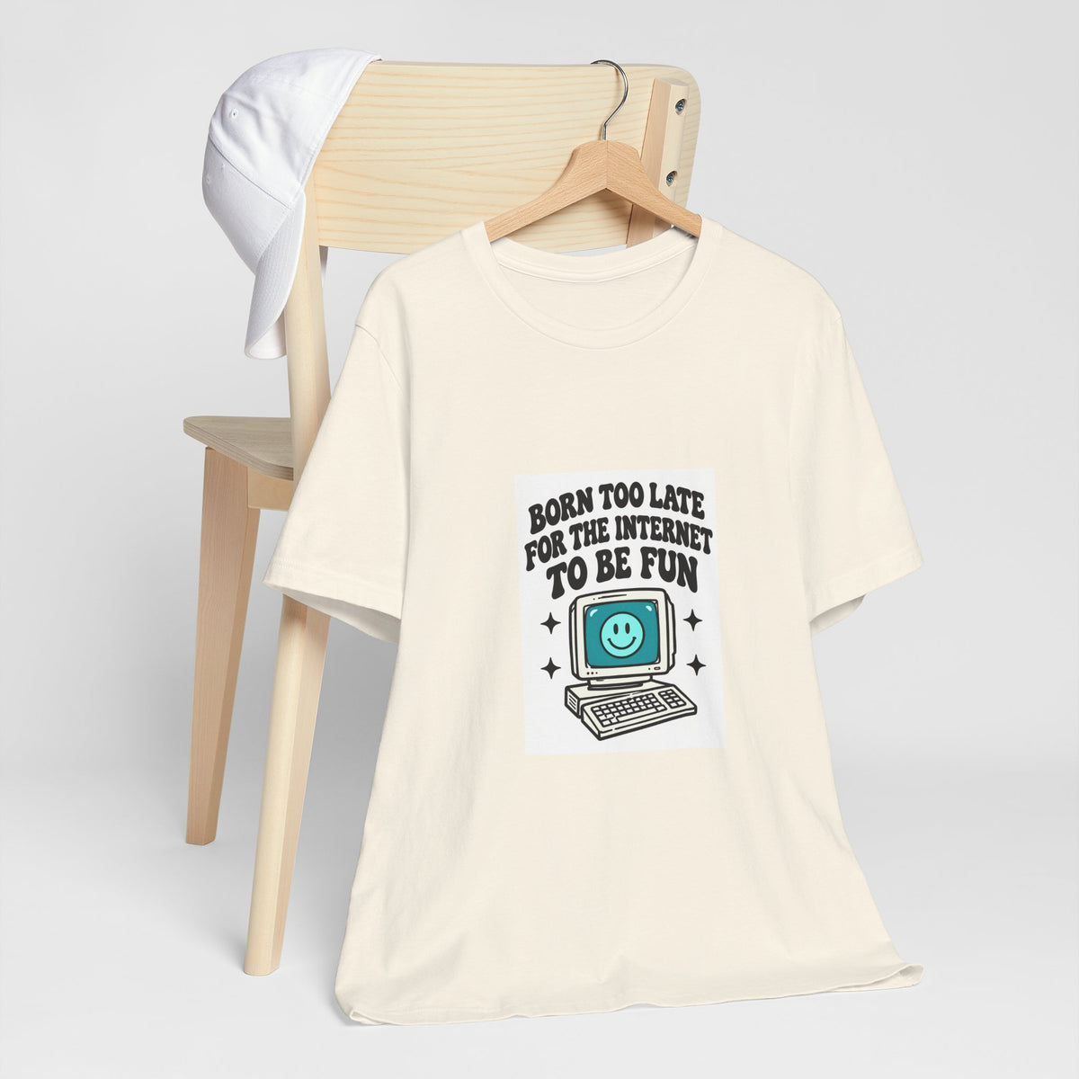 Retro Computer Cartoon Tee | "Never Too Late To Be The Fun" graphic