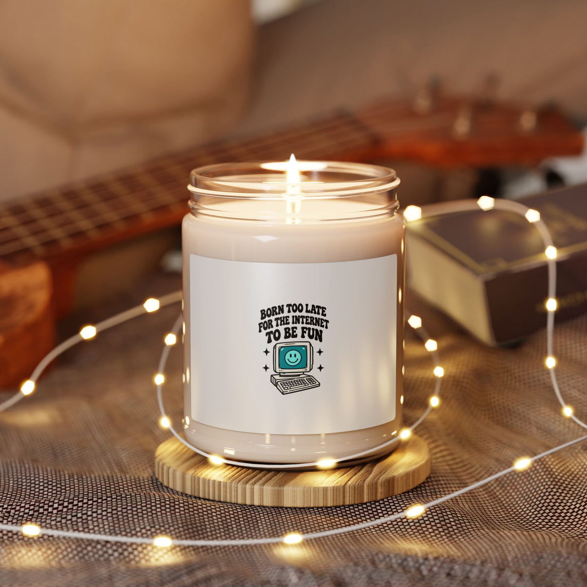 Soy Candle — "Born Too Late for the Internet to Be Fun" Retro Computer Scented Candle (9oz)