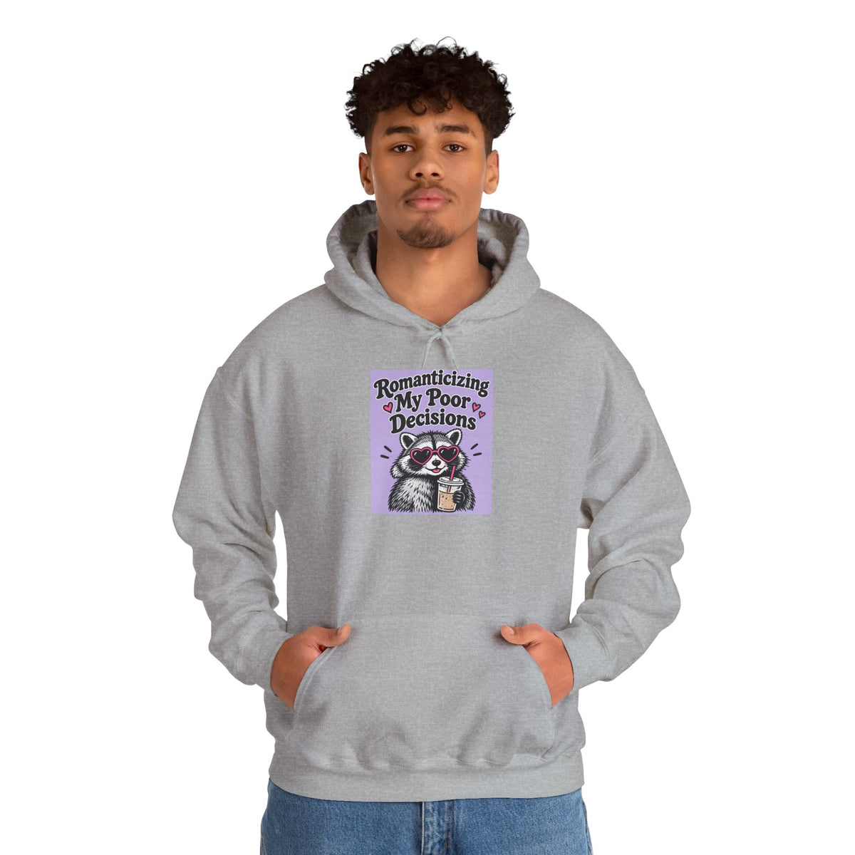 Raccoon 'Romanizing My Poor Decisions' Hoodie – Funny Sarcastic Graphic Pullover