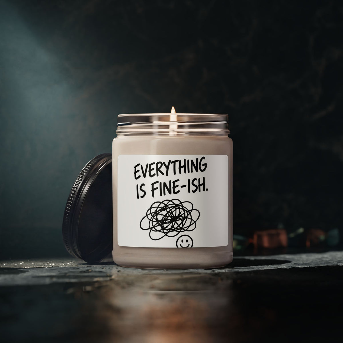 Everything Is Fine-ish Soy Candle — 9oz Scented Jar, Funny Anxiety Gift