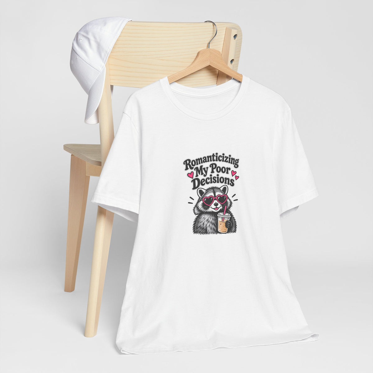 Romanticizing My Poor Decisions Tee — Raccoon Coffee Graphic T‑Shirt