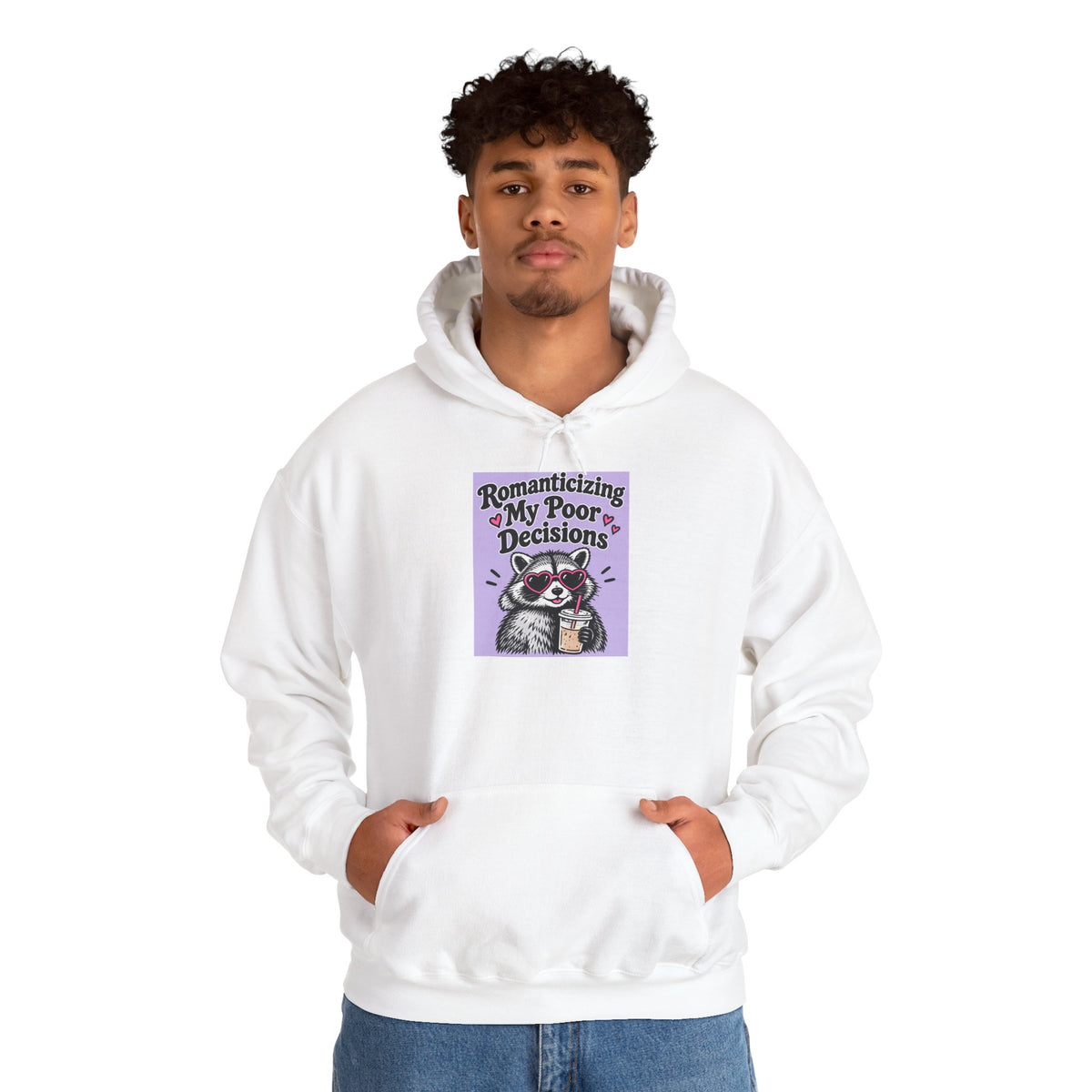 Raccoon 'Romanizing My Poor Decisions' Hoodie – Funny Sarcastic Graphic Pullover