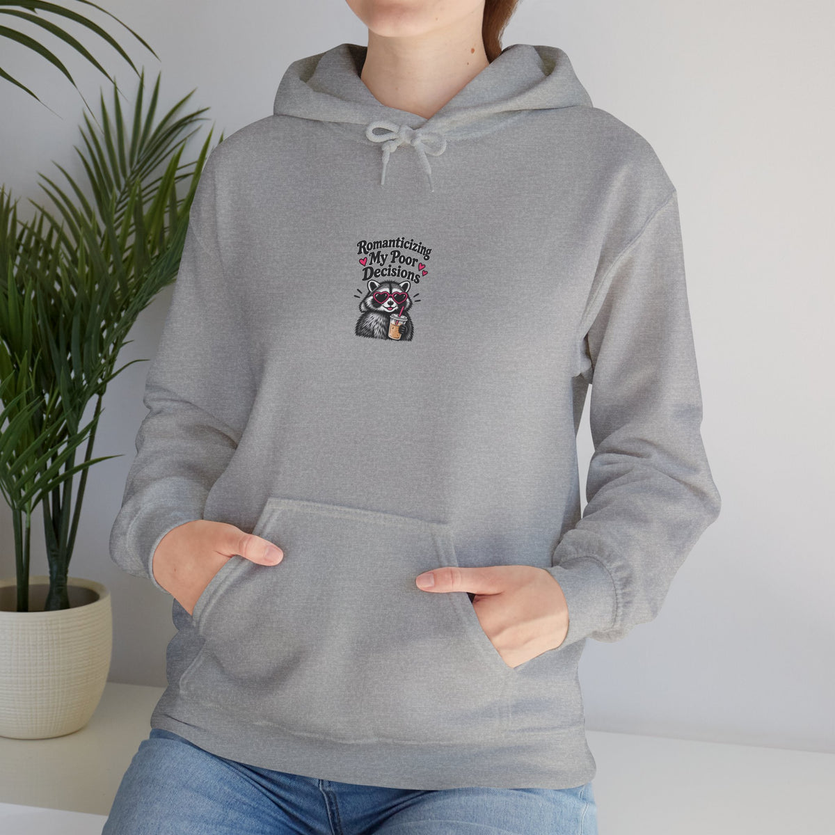 Raccoon Mama Hoodie – "Mama Bear? Mama Raccoon?" Cute Motherhood Graphic Hooded Sweatshirt