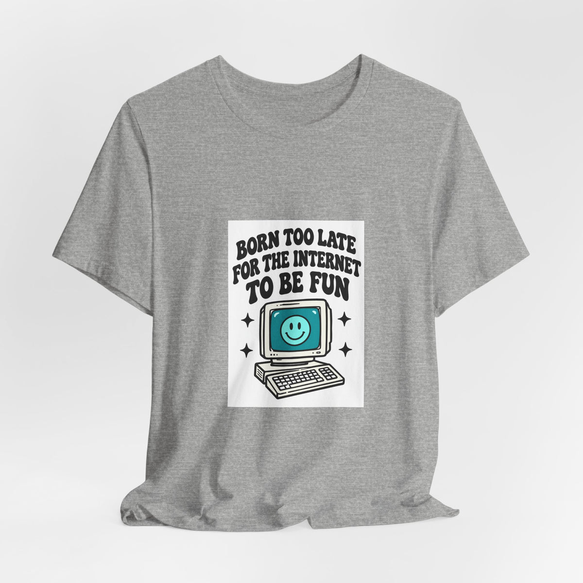 Retro Computer Cartoon Tee | "Never Too Late To Be The Fun" graphic
