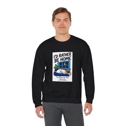 I'd Rather Be Home Sweatshirt — Cozy Cat Window Night Crewneck