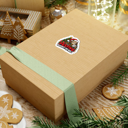 Holiday Sloth Sticker — "Festive Against My Will" Christmas Kiss-Cut Sticker