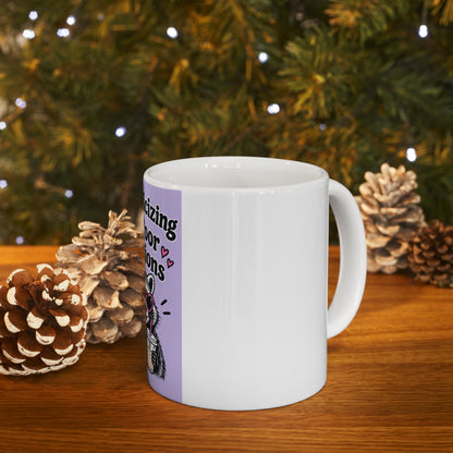 Ceramic Mug — "Romanticizing My Poor Decisions" Cute Raccoon Coffee Mug (11oz/15oz)