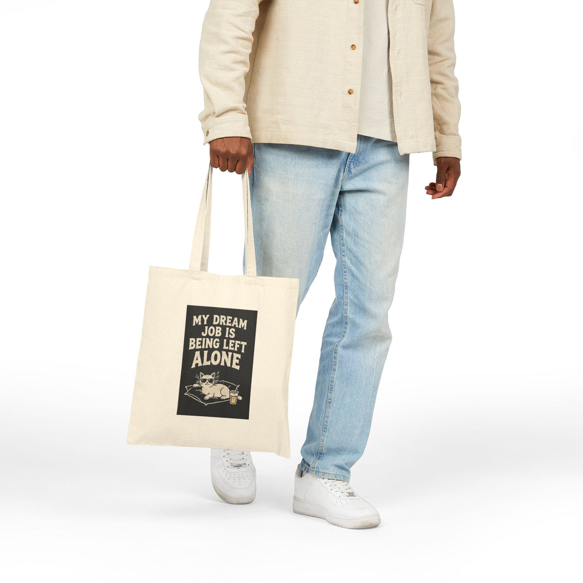 Tote Bag — “My Dream Job Is Being Left Alone” Canvas Shopper