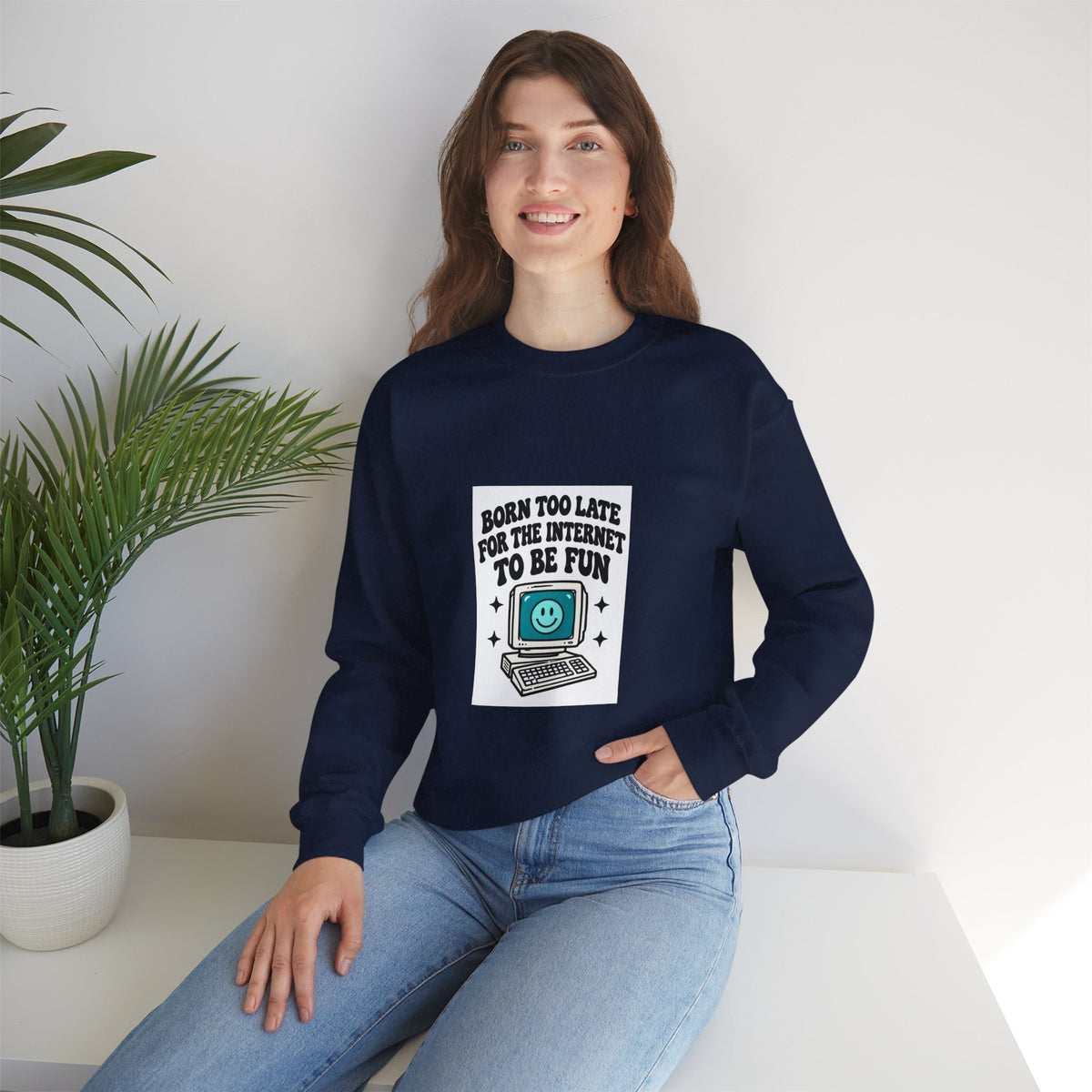 Retro Computer 'Never Too Late To Be Fun' Sweatshirt | Cute Tech Graphic