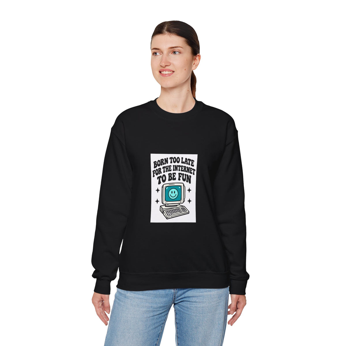 Retro Computer 'Never Too Late To Be Fun' Sweatshirt | Cute Tech Graphic