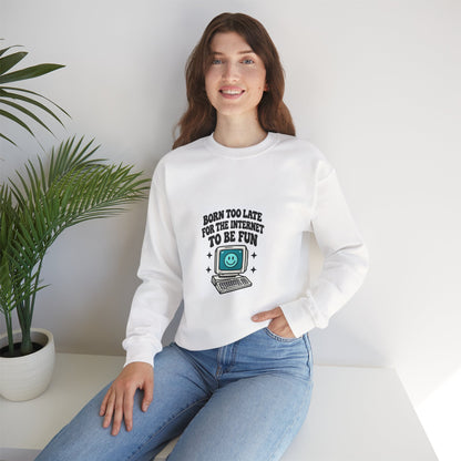 Retro Computer 'Never Too Late To Be Fun' Sweatshirt | Cute Tech Graphic