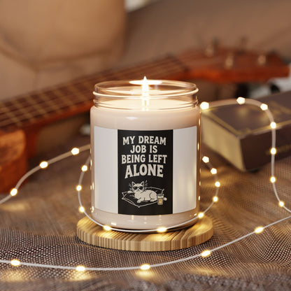 My Dream Job Is Being Left Alone Candle | 9oz Soy Candle, Cat Illustration