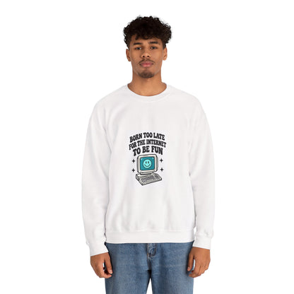 Retro Computer 'Never Too Late To Be Fun' Sweatshirt | Cute Tech Graphic