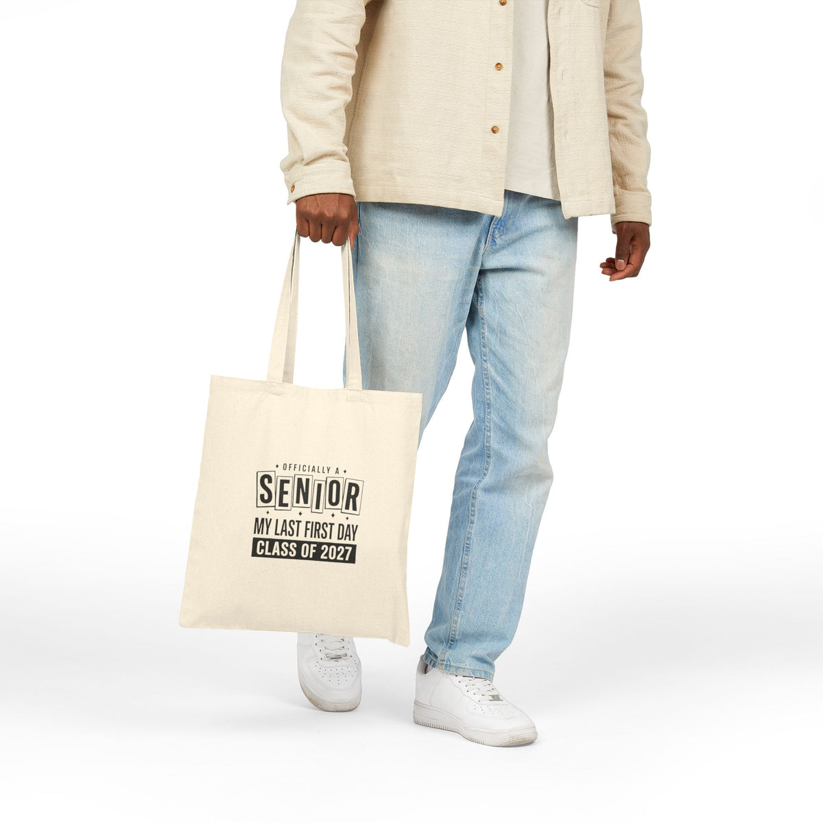 Senior Class of 2027 Cotton Tote — "Officially a Senior" Graduation Tote Bag