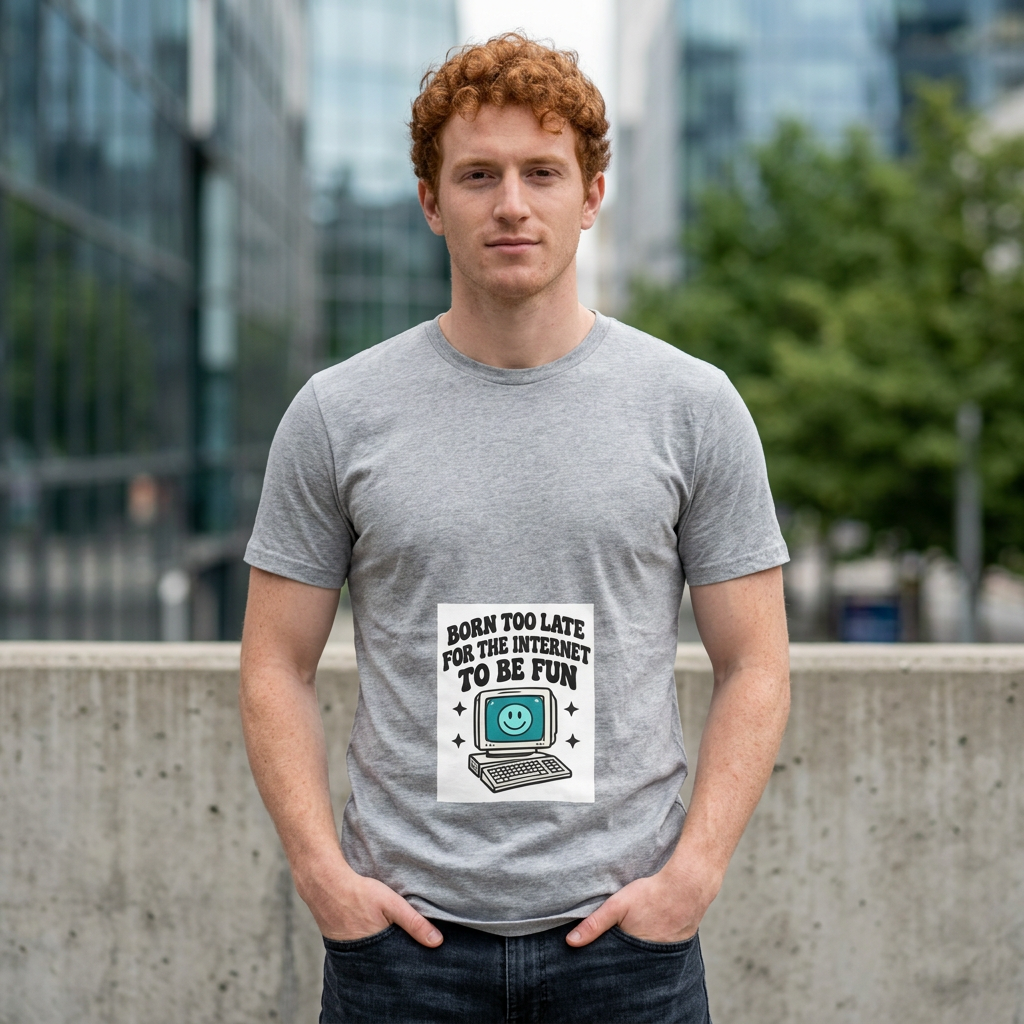 T-Shirt — "Born Too Late for the Internet to Be Fun" Retro Computer Tee