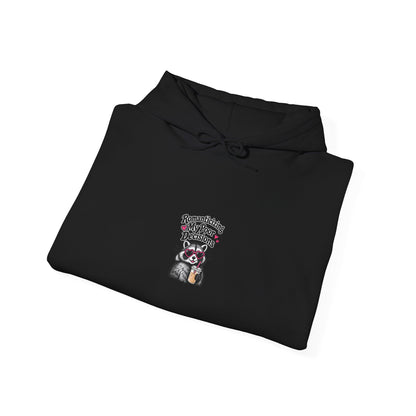 Raccoon Mama Hoodie – "Mama Bear? Mama Raccoon?" Cute Motherhood Graphic Hooded Sweatshirt