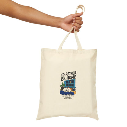 Canvas Tote Bag - "I'd Rather Be Home" Cozy Camper Illustration