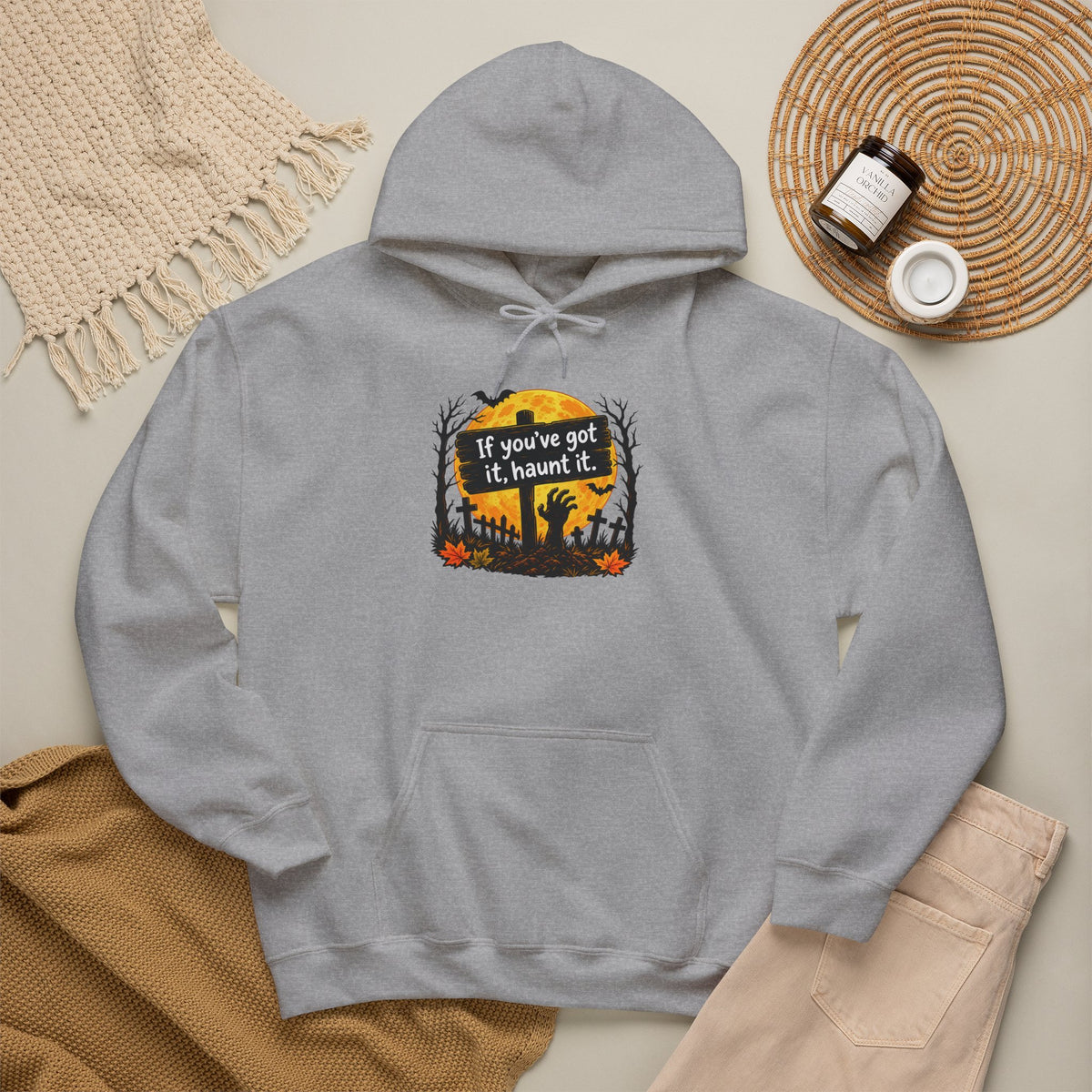 If you've got it, haunt it Halloween hoodie | spooky graveyard design