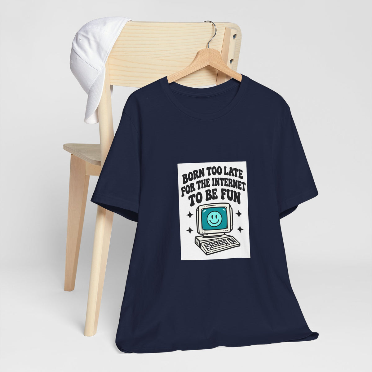 Retro Computer Cartoon Tee | "Never Too Late To Be The Fun" graphic