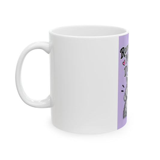 Ceramic Mug — 'Romanticizing My Poor Decisions' Cute Raccoon Coffee Mug (11oz/15oz)