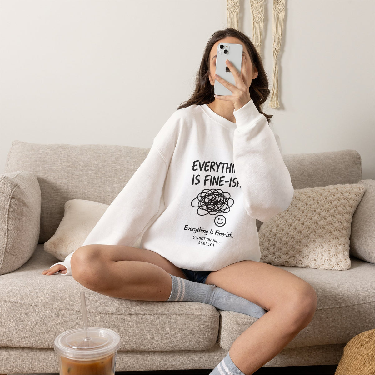 Everything Is Fine-ish scribble graphic Sweatshirt