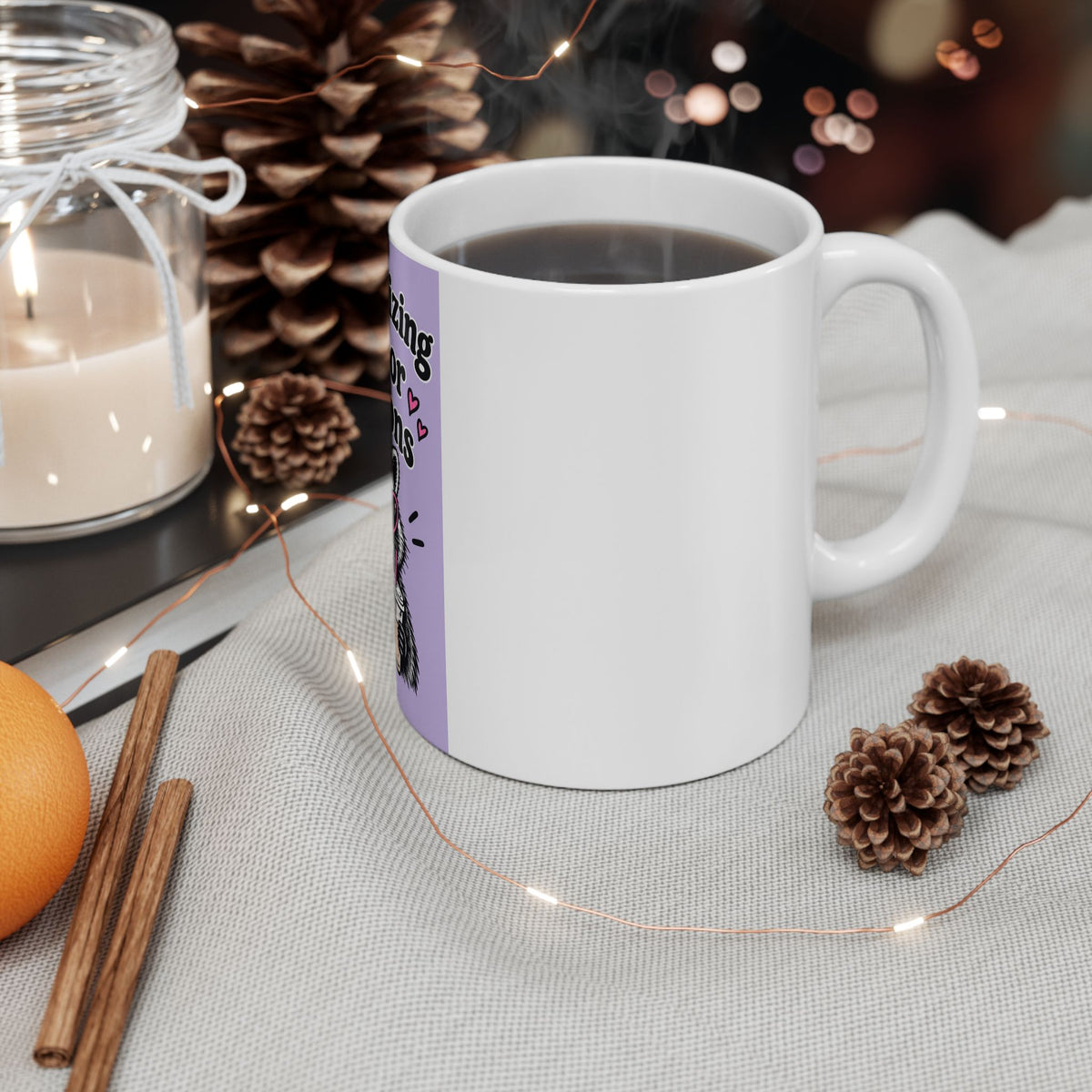 Ceramic Mug — 'Romanticizing My Poor Decisions' Cute Raccoon Coffee Mug (11oz/15oz)