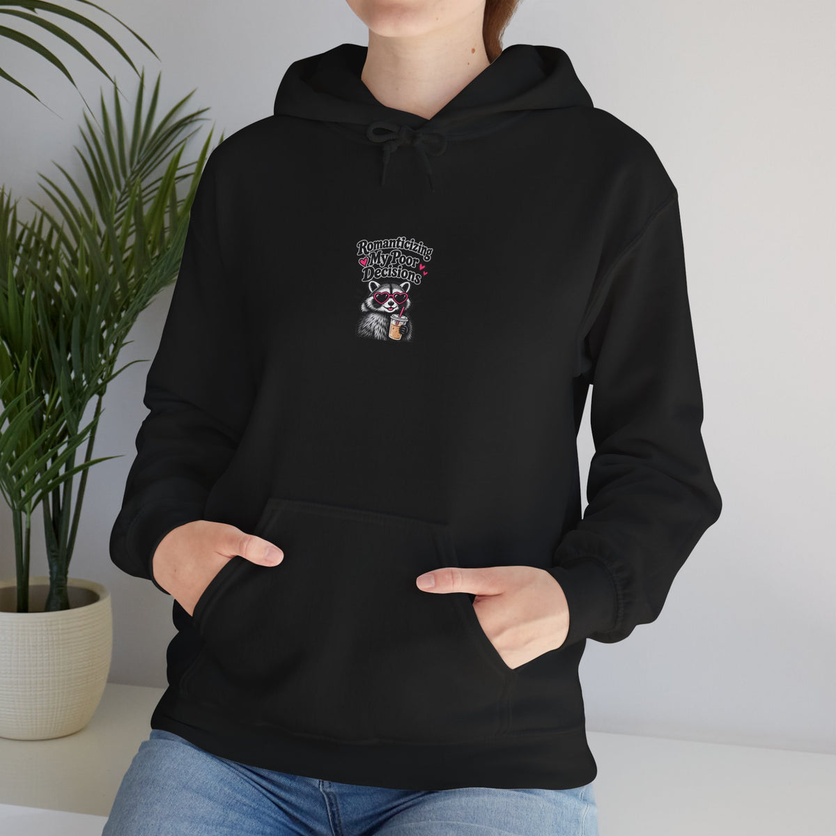 Raccoon Mama Hoodie – "Mama Bear? Mama Raccoon?" Cute Motherhood Graphic Hooded Sweatshirt