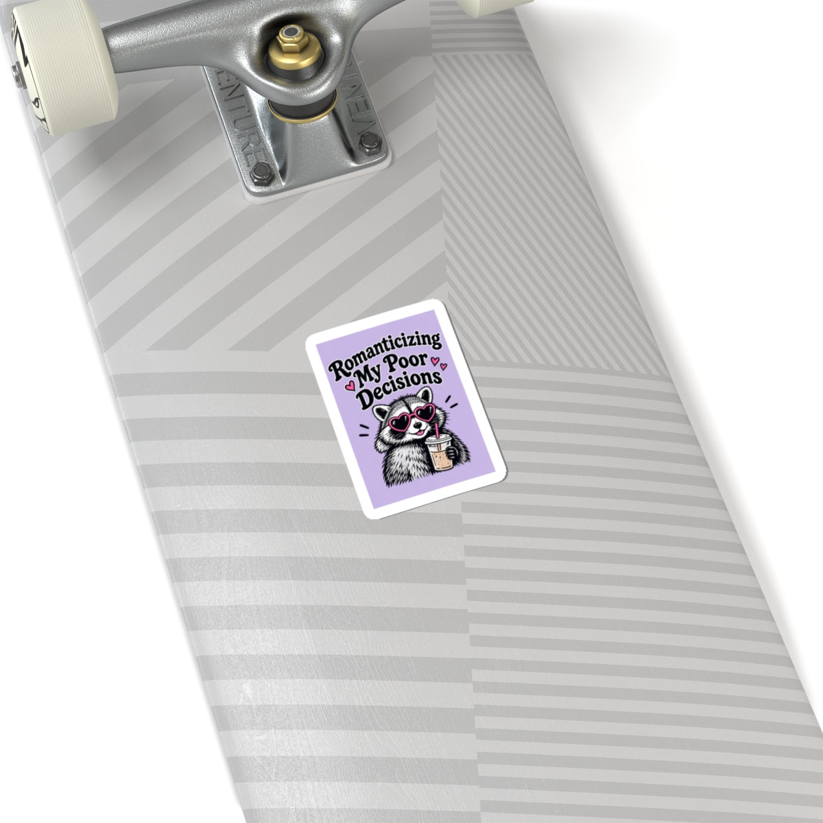 Romanticizing My Poor Decisions sticker | Kiss-cut sticker, raccoon design