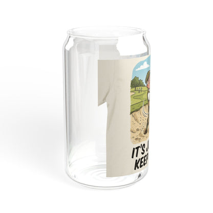Golf Sipper Glass 16oz — "It's Just Golf, Keep Smiling"