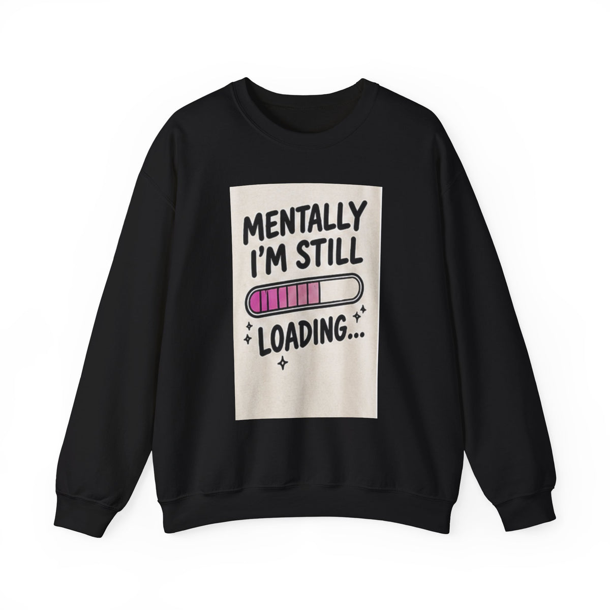 Crewneck Sweatshirt — "Mentally I'm Still Loading" Cute Loading Bar Graphic