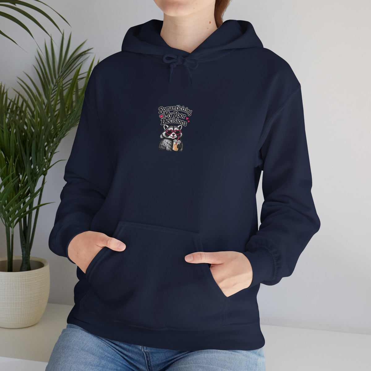 Raccoon Mama Hoodie – "Mama Bear? Mama Raccoon?" Cute Motherhood Graphic Hooded Sweatshirt
