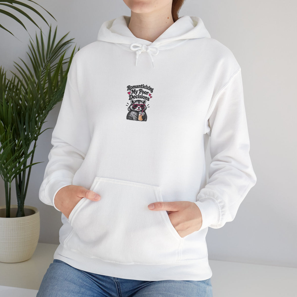 Raccoon Mama Hoodie – "Mama Bear? Mama Raccoon?" Cute Motherhood Graphic Hooded Sweatshirt