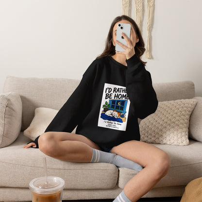 Crewneck Sweatshirt — 'I'd Rather Be Home' Cozy Cabin Graphic
