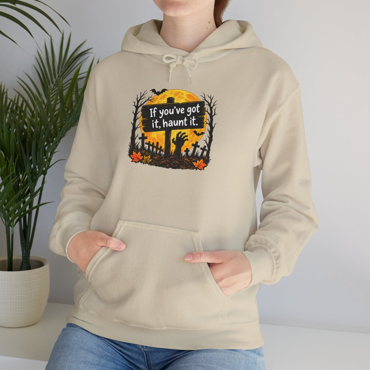 If you've got it, haunt it Halloween hoodie | spooky graveyard design