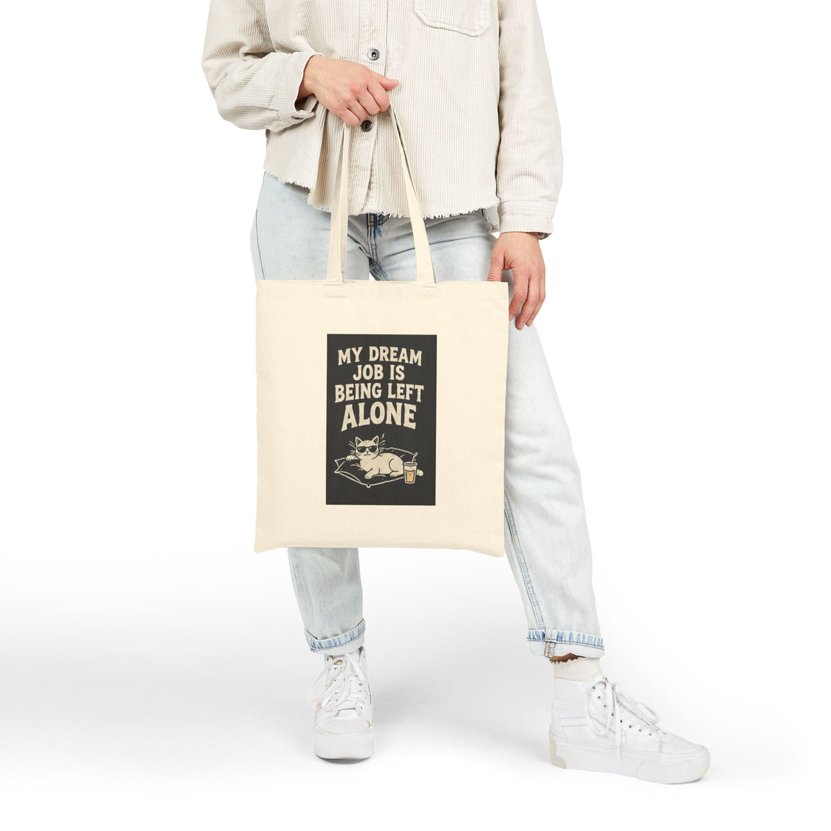 Tote Bag — “My Dream Job Is Being Left Alone” Canvas Shopper