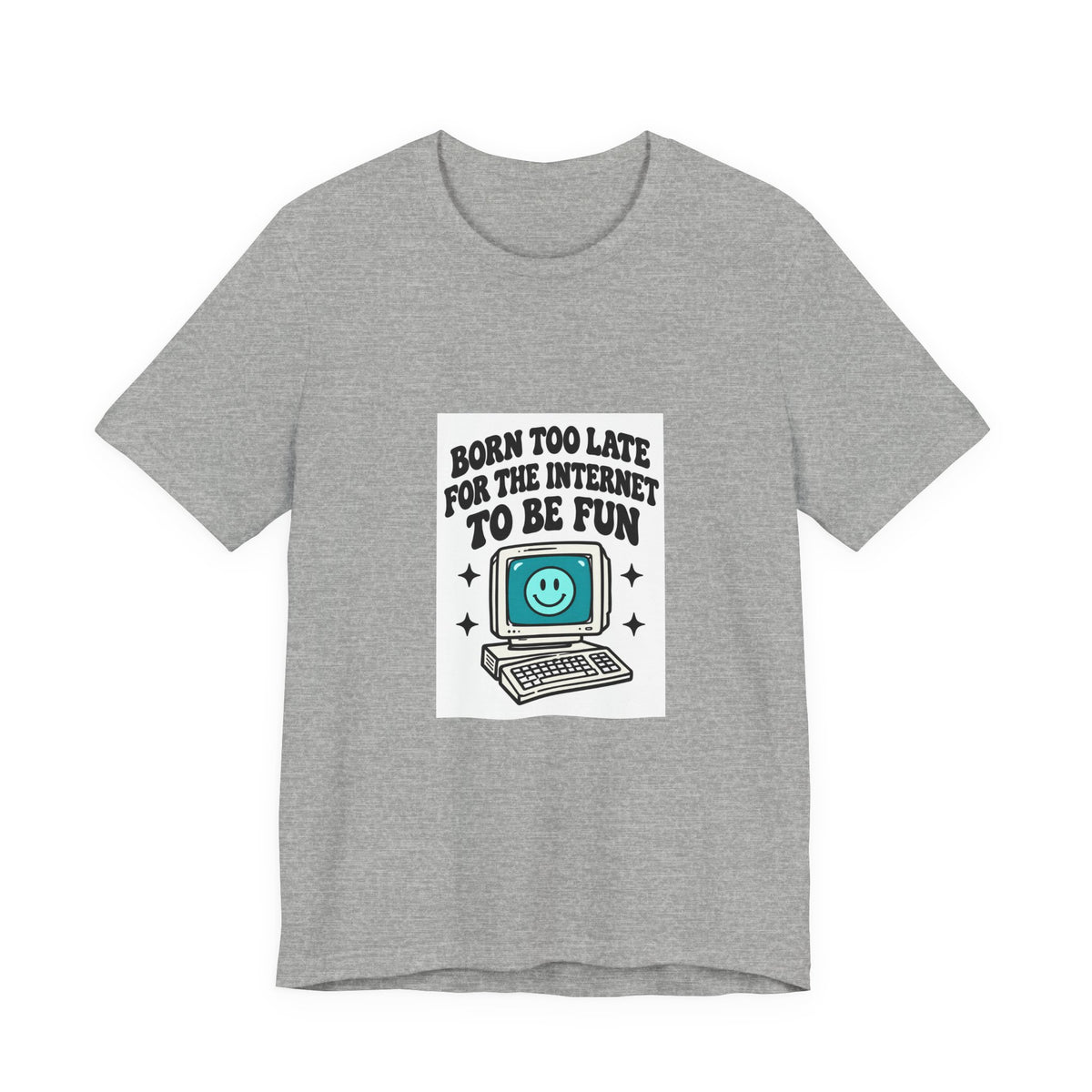 Retro Computer Cartoon Tee | "Never Too Late To Be The Fun" graphic