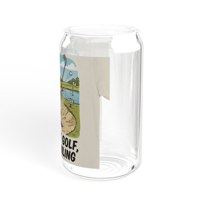 Golf Sipper Glass 16oz — "It's Just Golf, Keep Smiling"