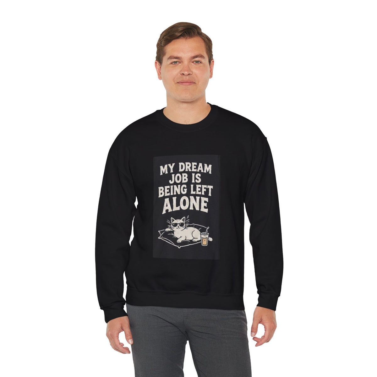 My Dream Job Is Being Left Alone Sweatshirt | Lazy Cat Graphic
