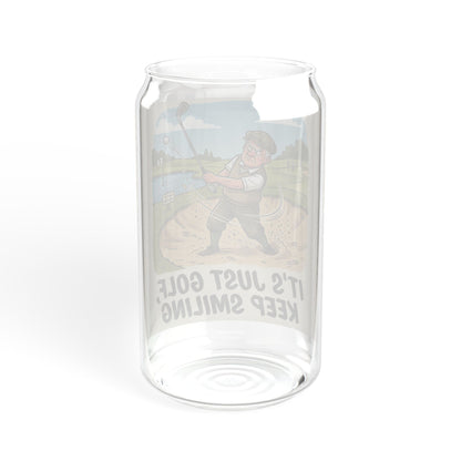 Golf Sipper Glass 16oz — "It's Just Golf, Keep Smiling"
