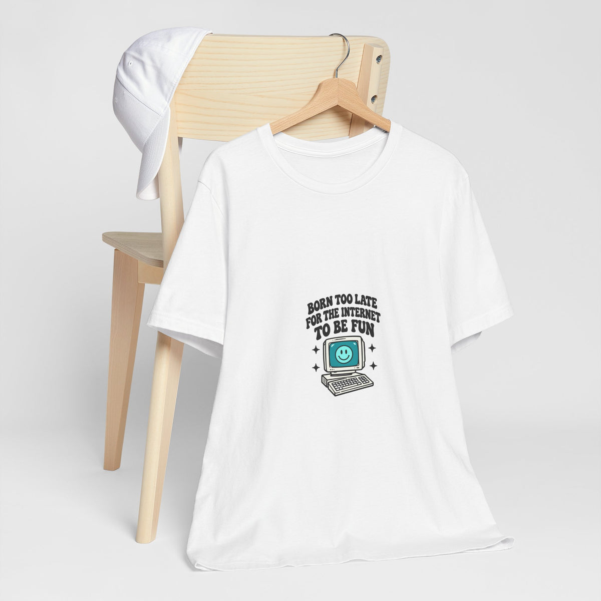 T-Shirt — "Born Too Late for the Internet to Be Fun" Retro Computer Tee