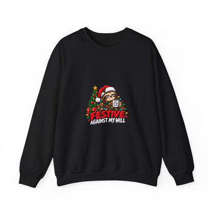 Holiday Sweatshirt - Festive Against My Will Christmas Crewneck