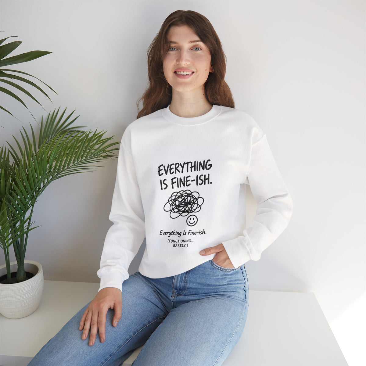 Everything Is Fine-ish scribble graphic Sweatshirt