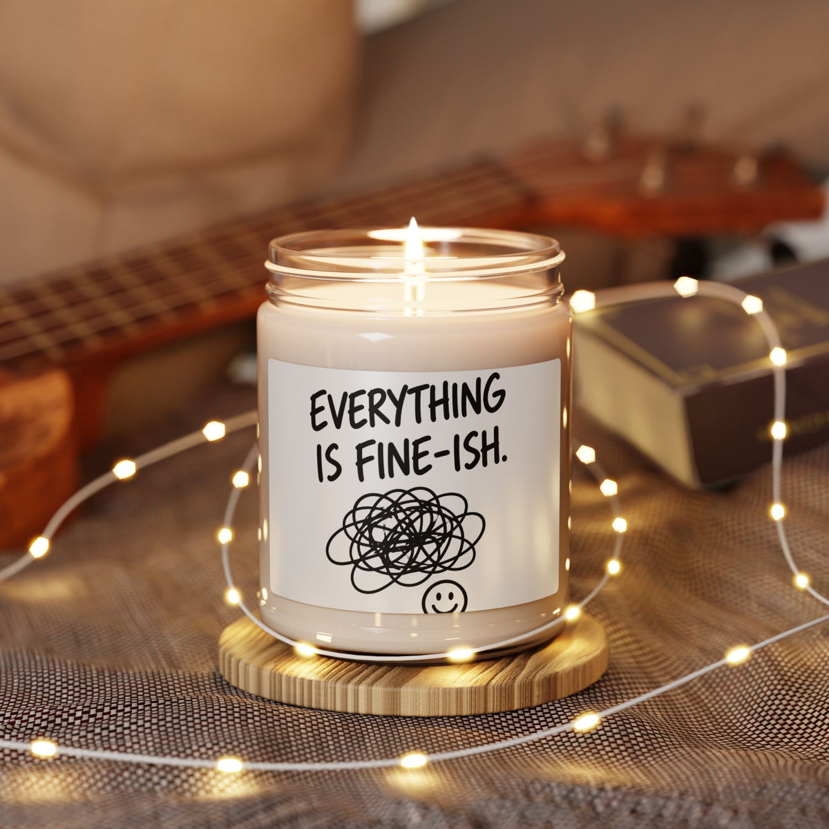 Everything Is Fine-ish Soy Candle — 9oz Scented Jar, Funny Anxiety Gift