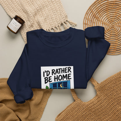 Crewneck Sweatshirt — 'I'd Rather Be Home' Cozy Cabin Graphic