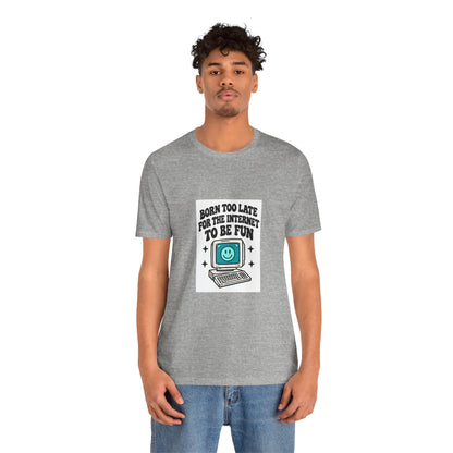 Retro Computer Cartoon Tee | "Never Too Late To Be The Fun" graphic