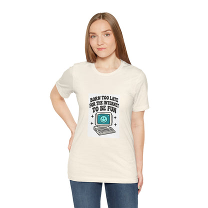 Retro Computer Cartoon Tee | "Never Too Late To Be The Fun" graphic