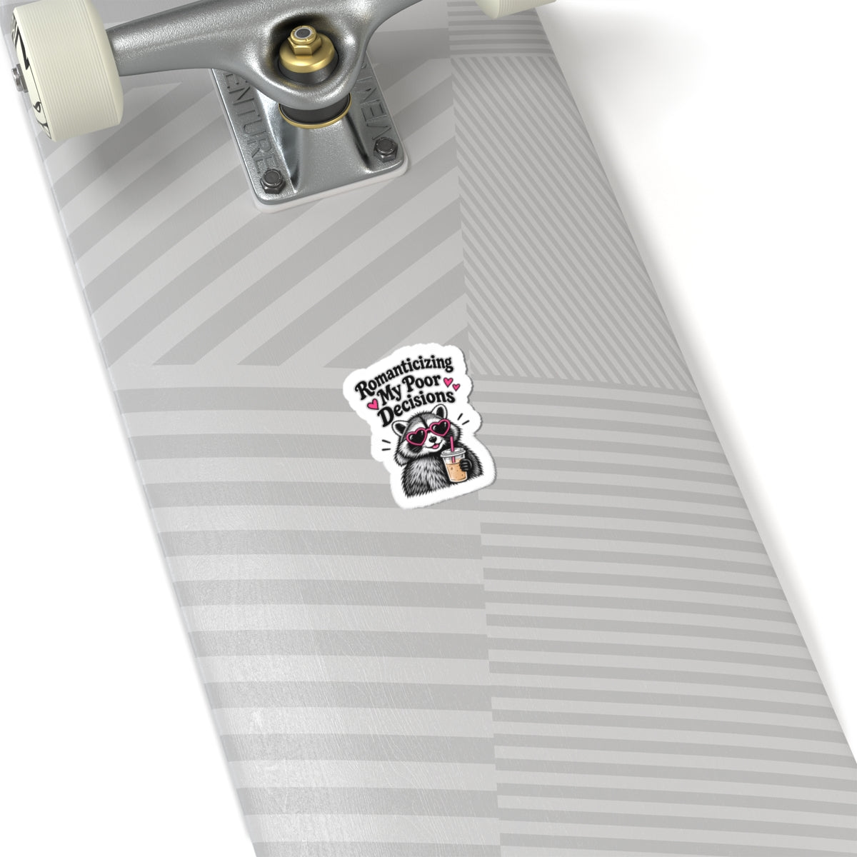 Sticker — 'Romanticizing My Poor Decisions' Cute Raccoon Drink Vinyl Sticker